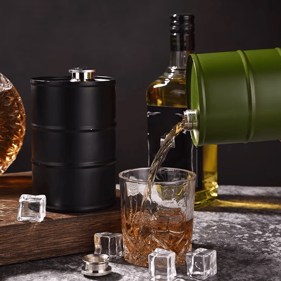 350ml/750ml Oil Drum Anti-rust Leak-proof No Odor Portable Wine Storage🛢Food Grade Camping Whisky Flagon Wine Jug Camping Supplies[liquor is not included]