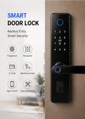 Smart Door Lock with Fingerprint & Keypad, Keyless Entry Door Lock with App Control, Password, IC Card and Mechanical Key Access for Home Security