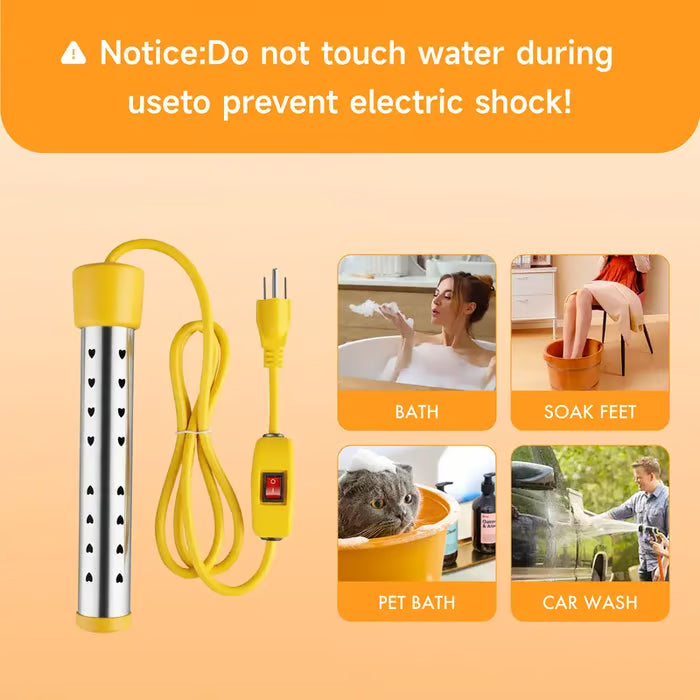 Portable Submersible Water Heater – Smart LCD, Fast Heating for Bathtub, Camping & Outdoor Shower