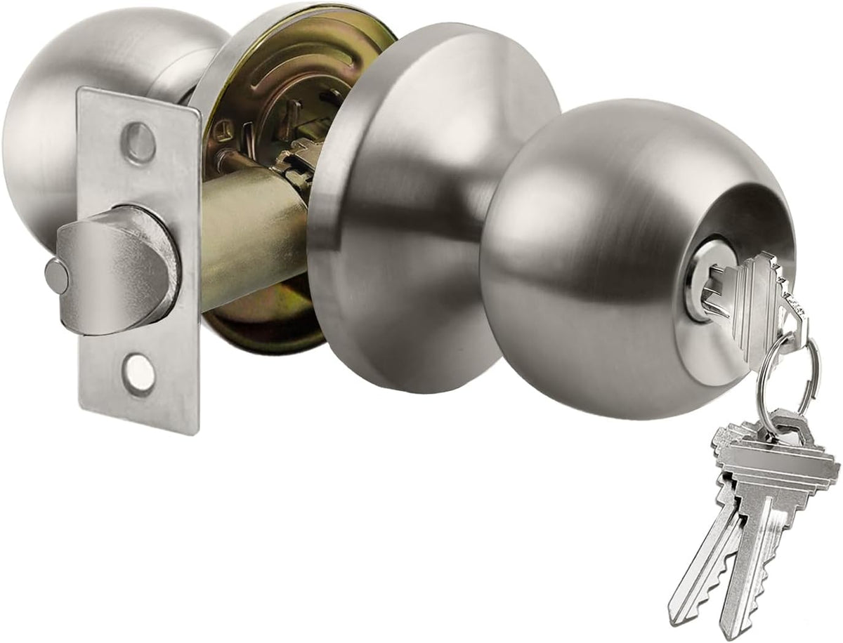 Keyed Entry Door Knob with Lock, Heavy Duty Interior and Exterior Door Lock