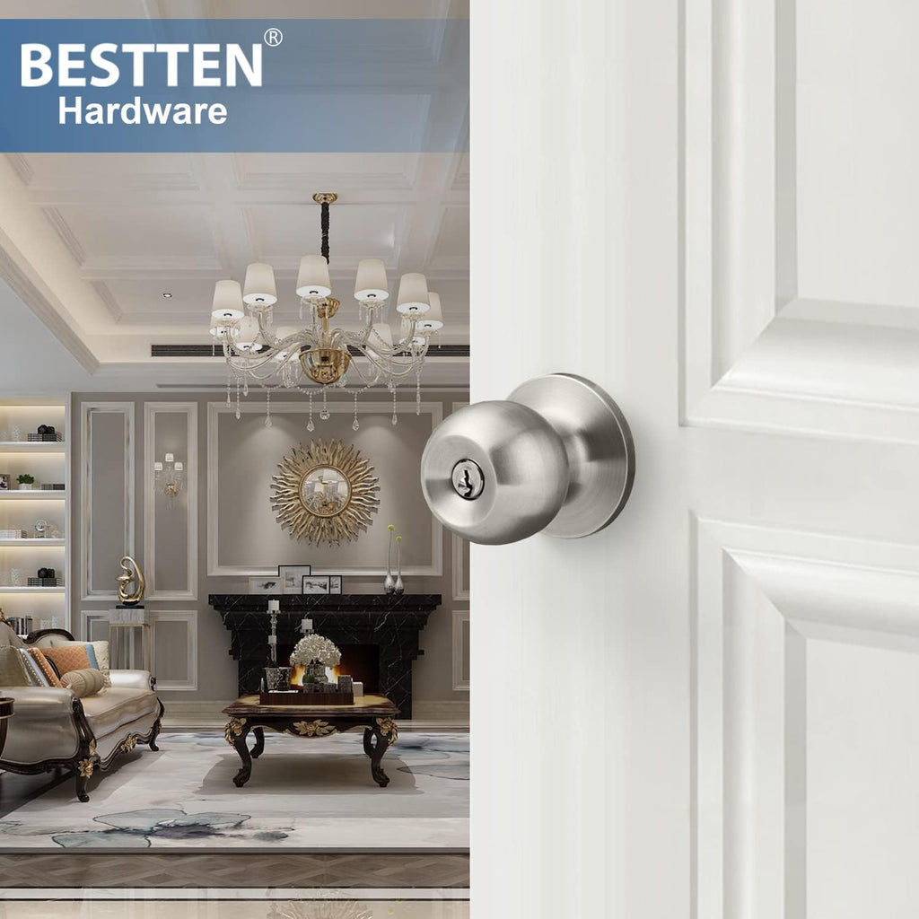 Keyed Entry Door Knob with Lock, Heavy Duty Interior and Exterior Door Lock