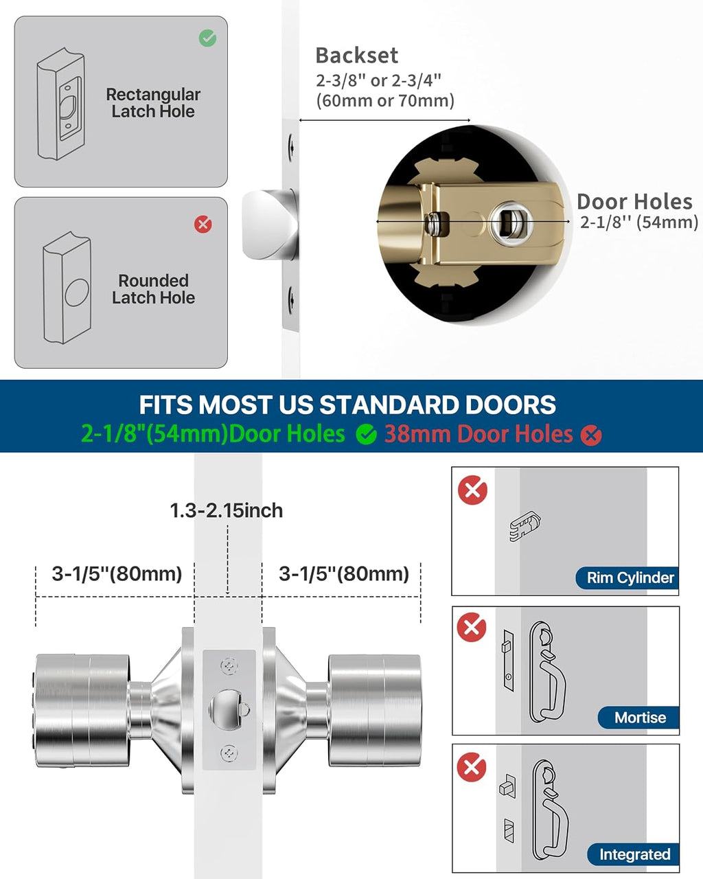 Door Knob with Keypad, Door Lock with Code