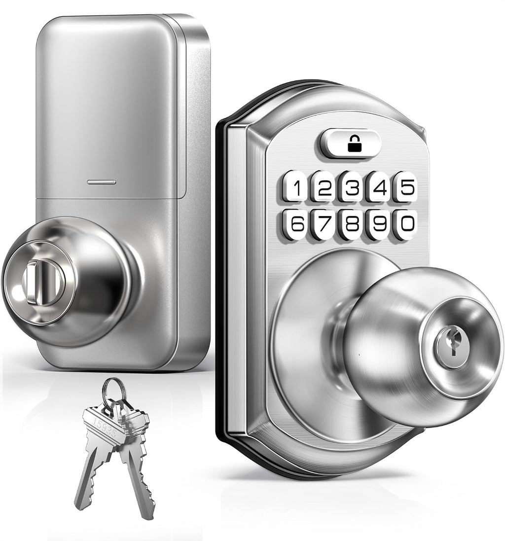 Keypad Door Knob Lock, Keyless Entry Door Handle