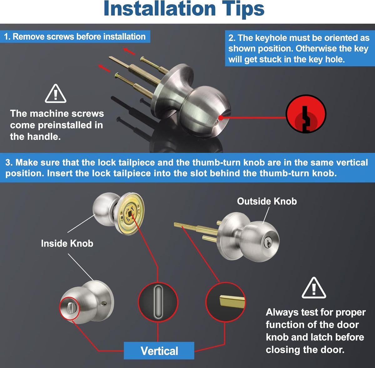 Keyed Entry Door Knob with Lock, Heavy Duty Interior and Exterior Door Lock