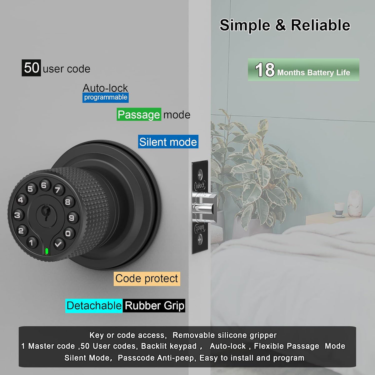 Keypad & Key Smart Door Lock