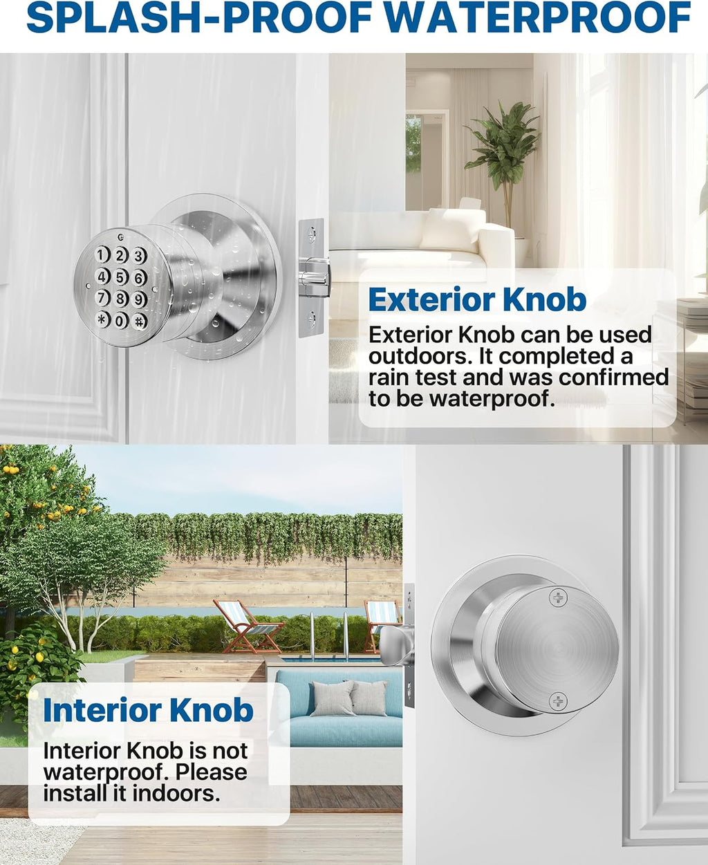 Door Knob with Keypad, Door Lock with Code