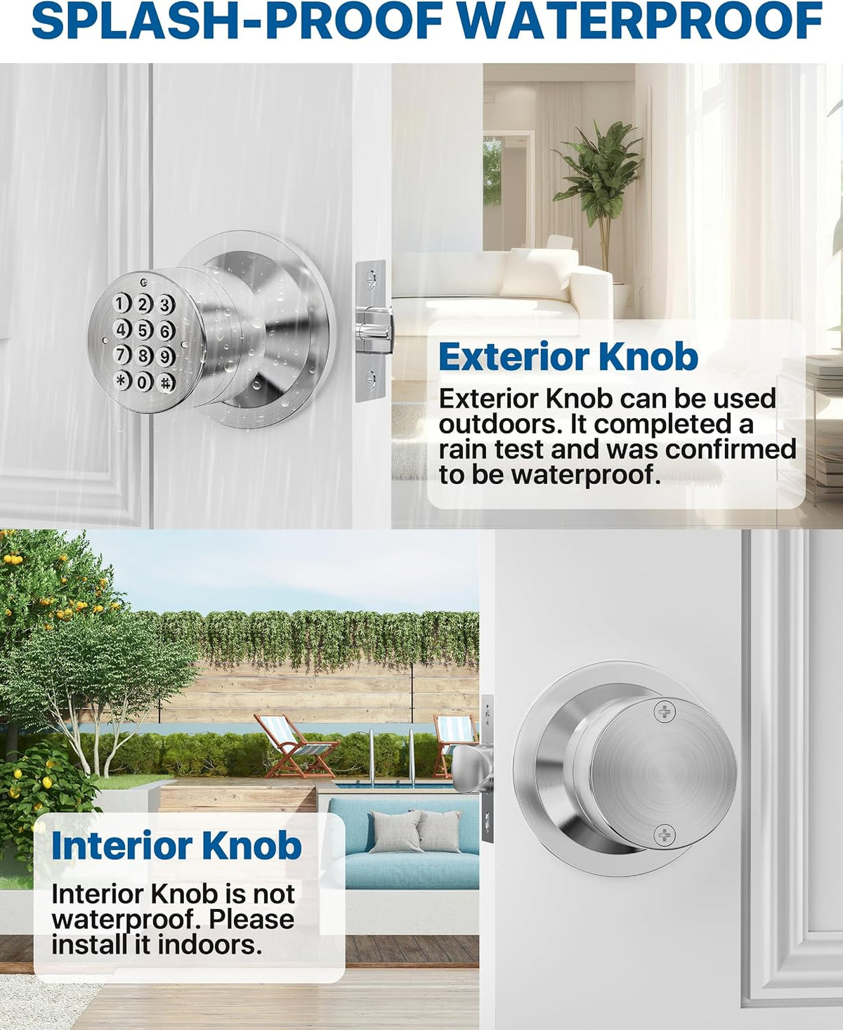 Door Knob with Keypad, Door Lock with Code