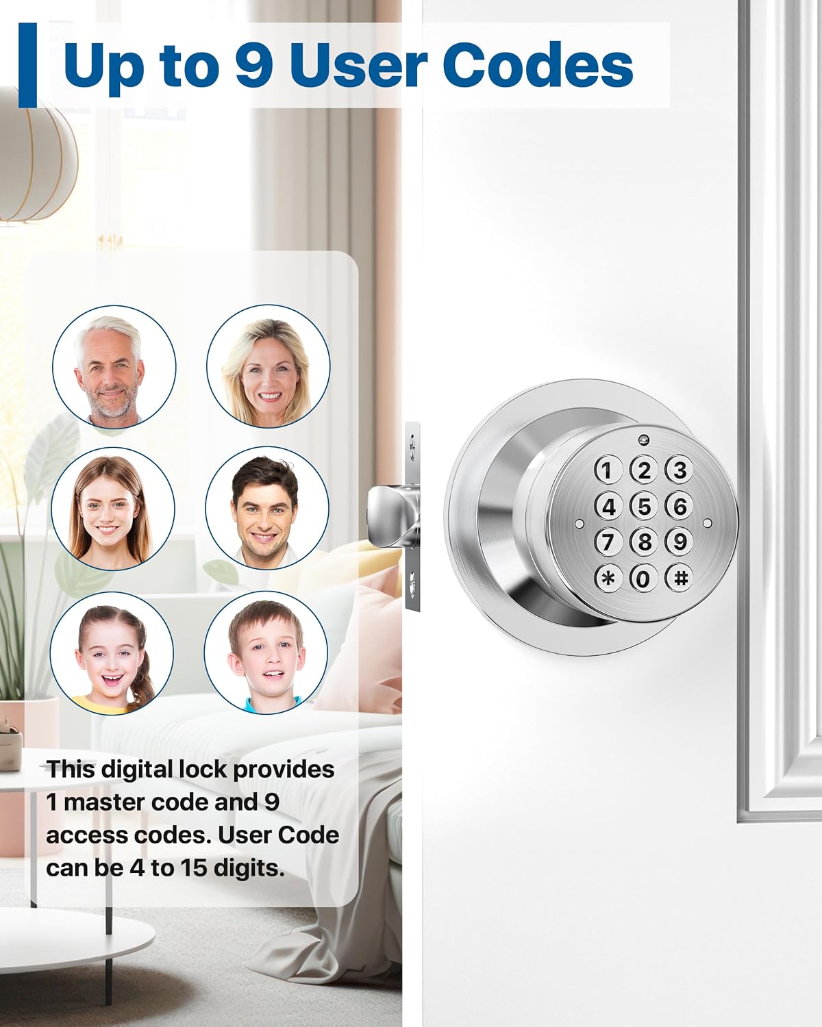 Door Knob with Keypad, Door Lock with Code