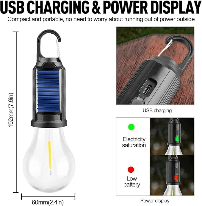 💡Rechargeable Solar LED Light Bulbs with Waterproof Clip Hook💡