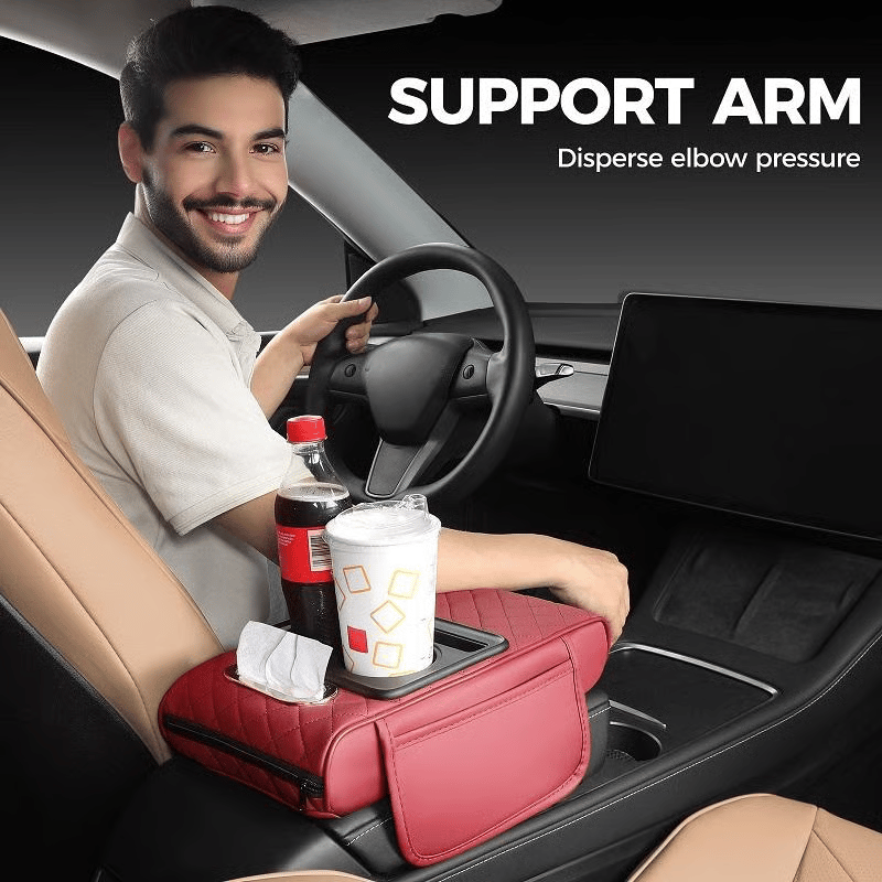 ✨Multifunctional PU Leather Car Armrest Box Mat– Universal Fit for Any Vehicle