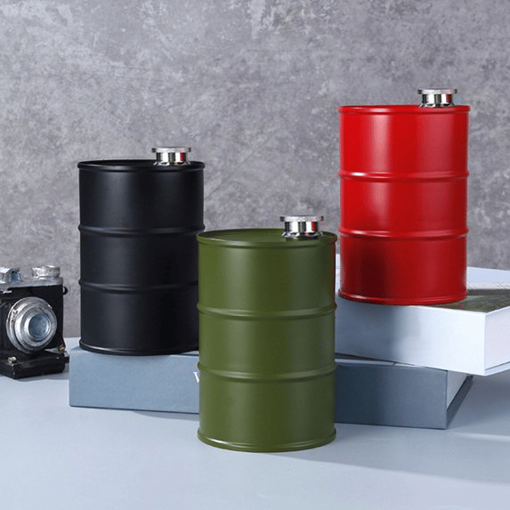 350ml/750ml Oil Drum Anti-rust Leak-proof No Odor Portable Wine Storage🛢Food Grade Camping Whisky Flagon Wine Jug Camping Supplies[liquor is not included]