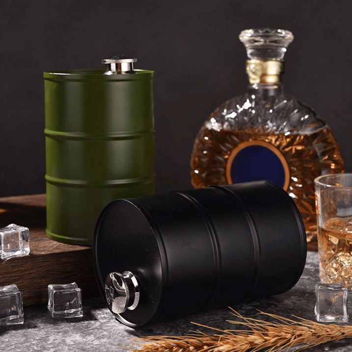 350ml/750ml Oil Drum Anti-rust Leak-proof No Odor Portable Wine Storage🛢Food Grade Camping Whisky Flagon Wine Jug Camping Supplies[liquor is not included]