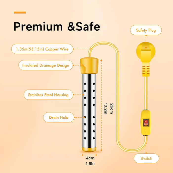Portable Submersible Water Heater – Smart LCD, Fast Heating for Bathtub, Camping & Outdoor Shower