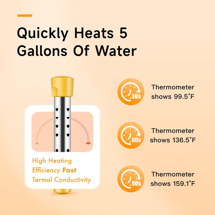 Portable Submersible Water Heater – Smart LCD, Fast Heating for Bathtub, Camping & Outdoor Shower